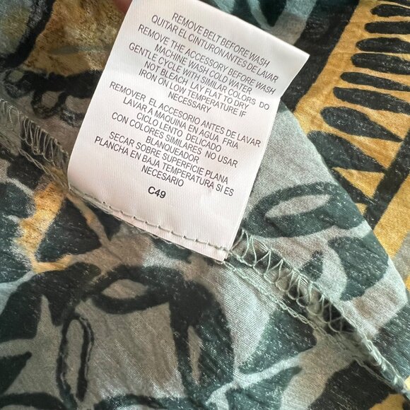 Figuerao & Flower Womens Long Sleeve Floral Button-Up Midi Dress Green/Yellow Si - Picture 8 of 11